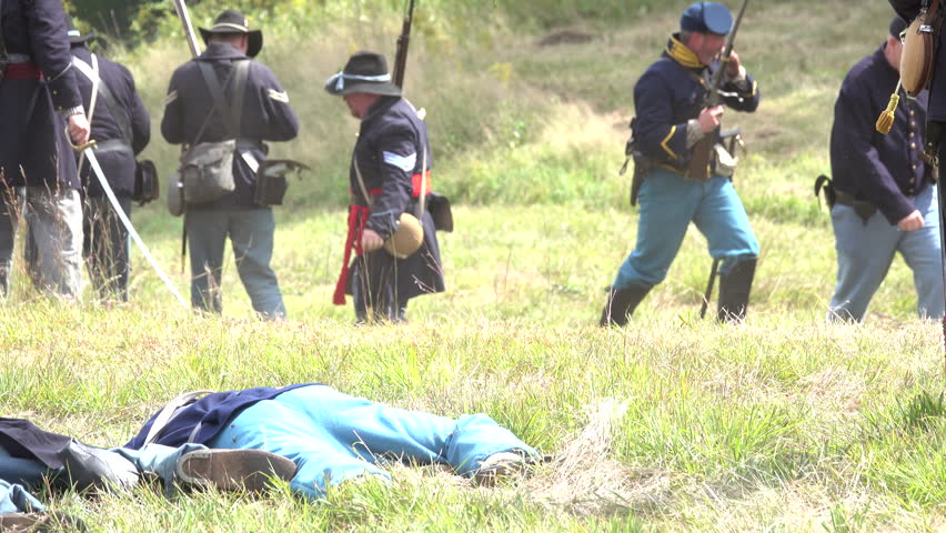 View of Dead Civil War soldiers on battlefield
