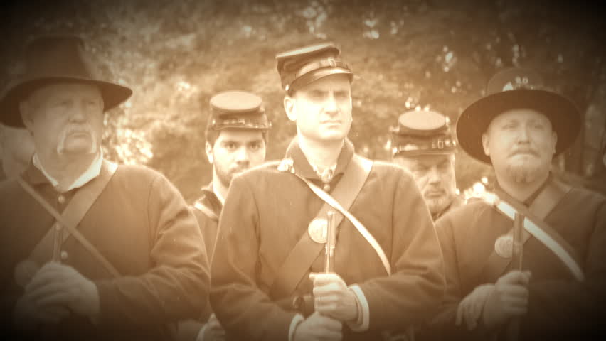 View of Serious looking Civil War soldiers (Archive Footage Version)