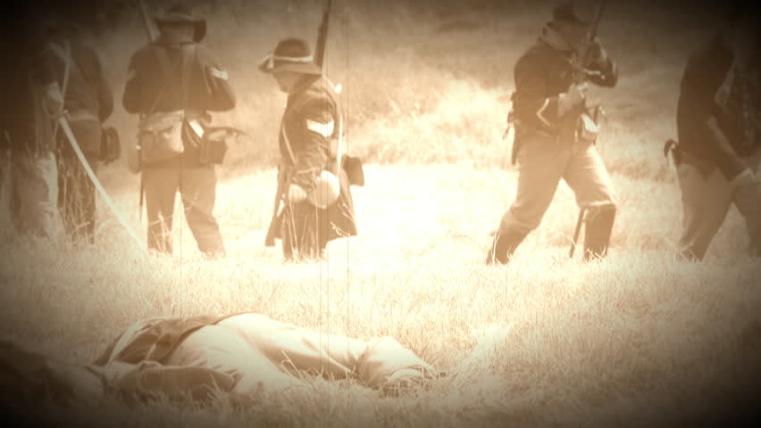 View of Dead Civil War soldiers on battlefield (Archive Footage Version)