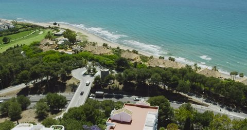 Marbella Aerial Over Beach Town. Spain 2016 4K
