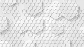 White grey geometric animated motion design with hexagons mesh. Video animation Ultra HD 4K 3840x2160