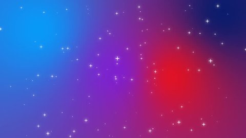 Sparkly white light particles moving across a red purple blue gradient background imitating night sky full of stars.