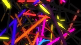 Seamless motion graphics footage of animated colorful neon lamps for music videos, DJs and VJs, show, events, festivals, concerts, night clubs and TV broadcast. 
