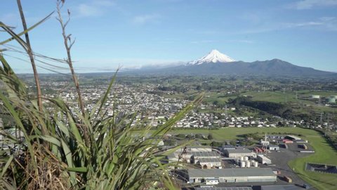 Mt Taranaki over New Plymouth during the day
