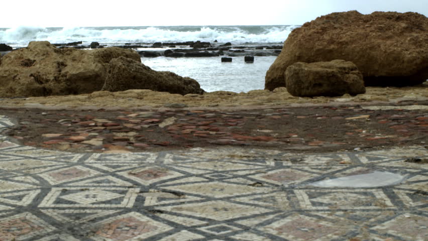A mosaic on the seashore shot in Israel.