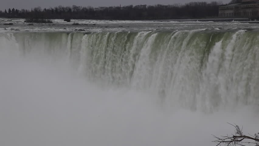 Stationary shot of Horseshoe falls at Niagara falls.