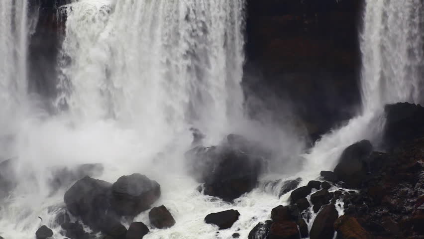 Waterfall, and bird at Niagara Falls.