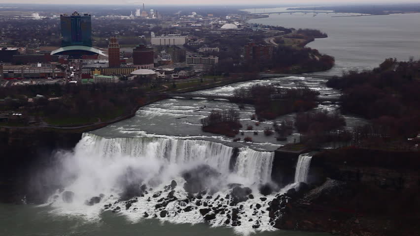 American Falls and Bridal Veil Falls at Niagara Falls with New York in the