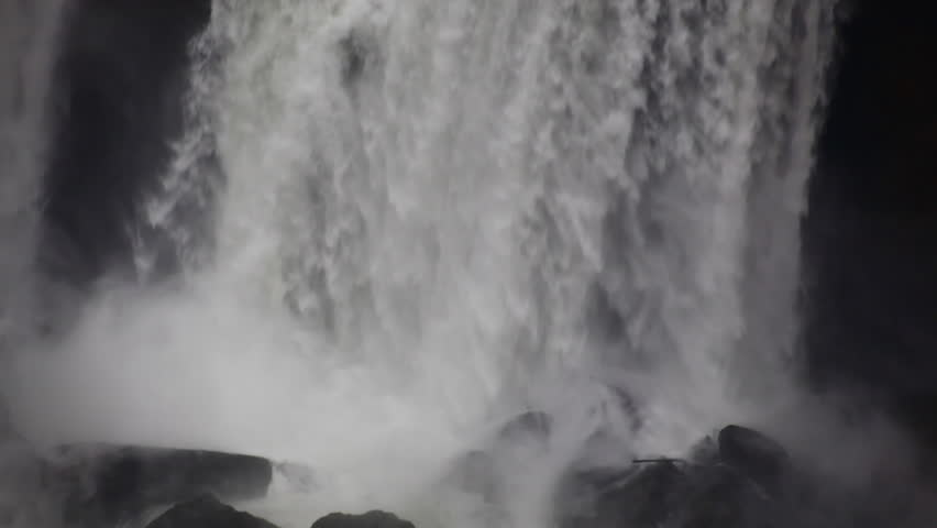 Water falling on rocks at Niagara Falls.