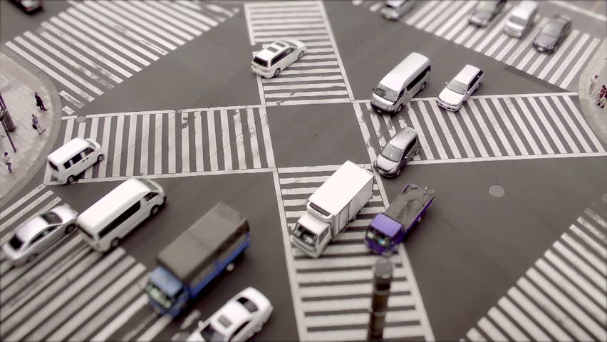Traffic and pedestrians at Shibuya Crossing, time lapse in Tokyo, Japan
