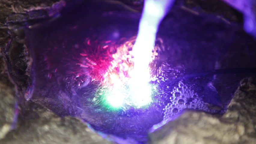 Waterfall into Lighted Pool