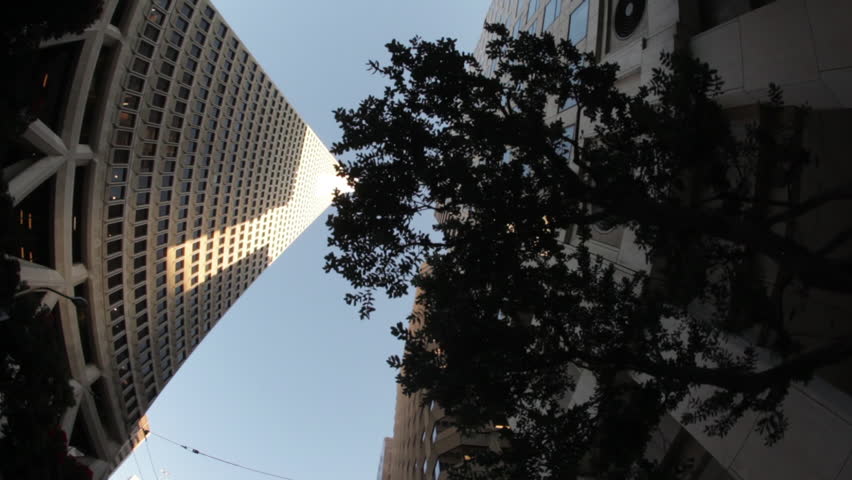 SAN FRANCISCO, CALIFORNIA - CIRCA 2011; Looking up from Below the Skyscrapers