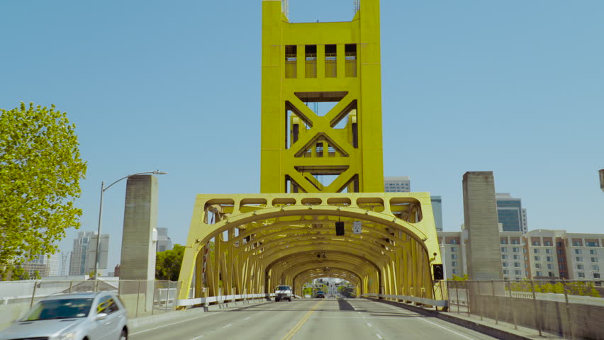 Golden Bridge in Sacramento California shot from moving vehicle with MoVi. Tilting up
4k Stock Video clip