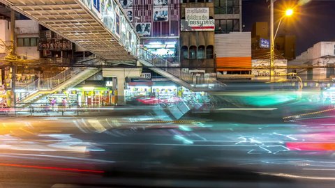 BANGKOK, THAILAND - JANUARY 2016: famous city traffic street panorama 4k time lapse circa january 2016 bangkok, thailand.