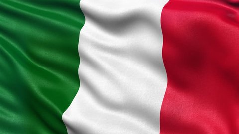 Seamless loop of Italy flag waving in the wind. Realistic loop with highly detailed fabric. 