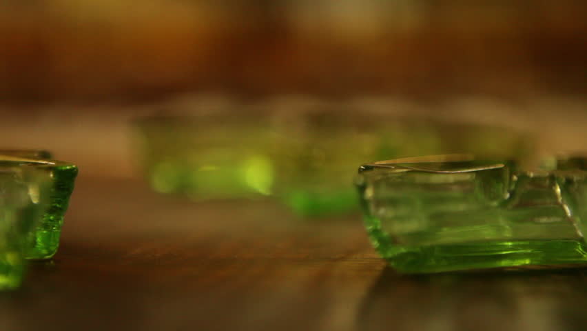 Decorative Green Glass Ashtrays