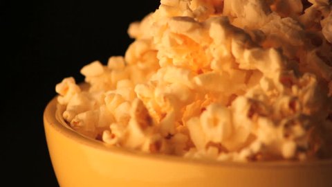 spinning bowl of popcorn zoomed in