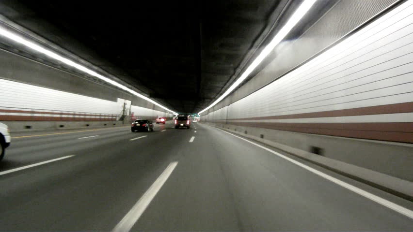 Driving through tunnel in Boston, MA