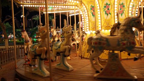 Pony rides on a merry-go-round carousel