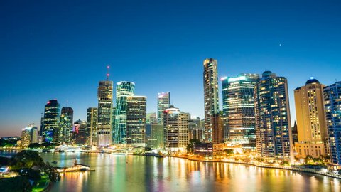 4k hyperlapse video of Brisbane CBD at night