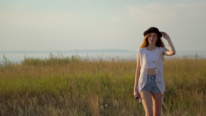 beautiful girl walking