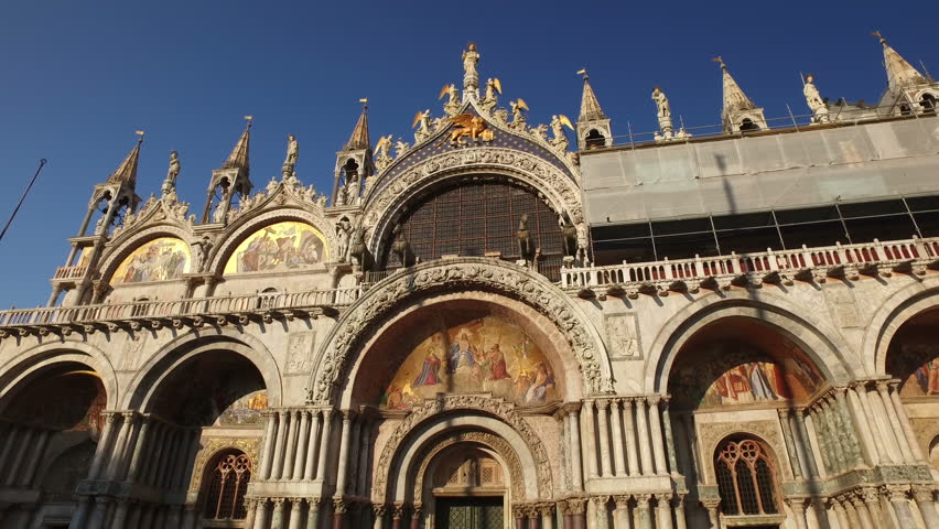Basilica di San Marco cathedral church at San Marco or St. Marks square. San Marco basilica architecture. 