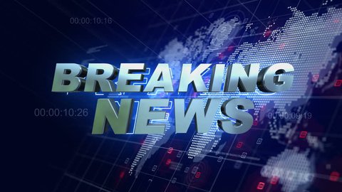 Breaking News 3D Motion Graphics World Map Blue Background 4K