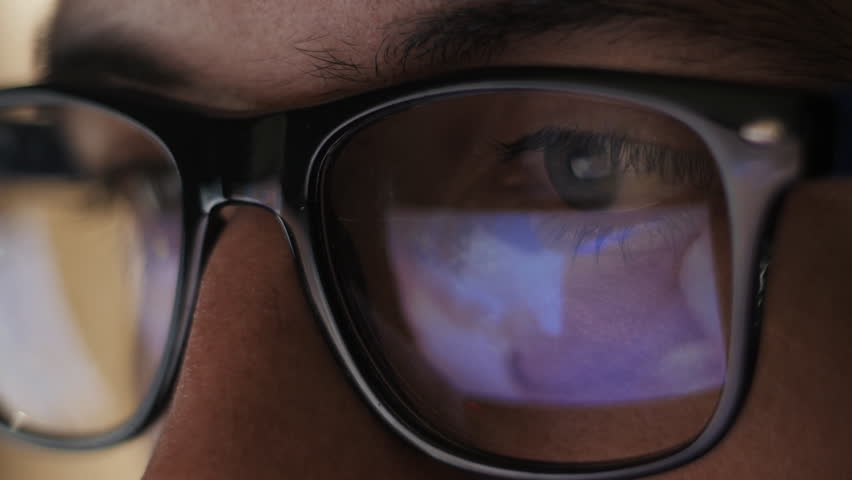 Man watching nude content on internet reflection on glasses | Shutterstock HD Video #20334961