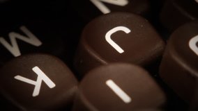 Typewriter. Typing. Close-up of keys. Detail. Writing a letter. Clip ID: type-detal-3_HD