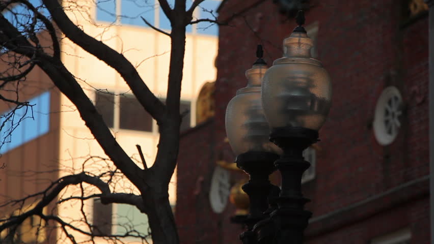 Old fashioned lamp posts in Boston, MA.