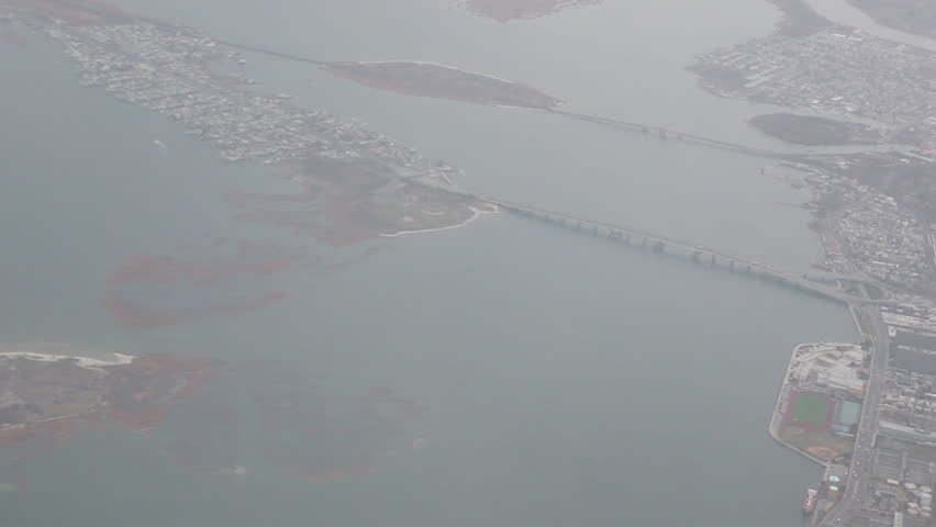 Distant aerial of the island neighborhoods of Boston, MA