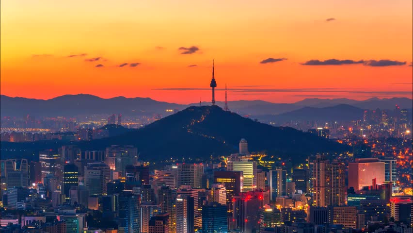 Seoul City Skyline and N Stock Footage Video (100% Royalty-free