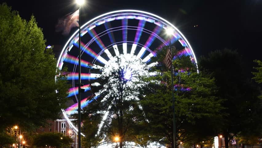 Ultra High definition of zooming Time-lapse of Ferris Wheel in Atlanta Georgia
