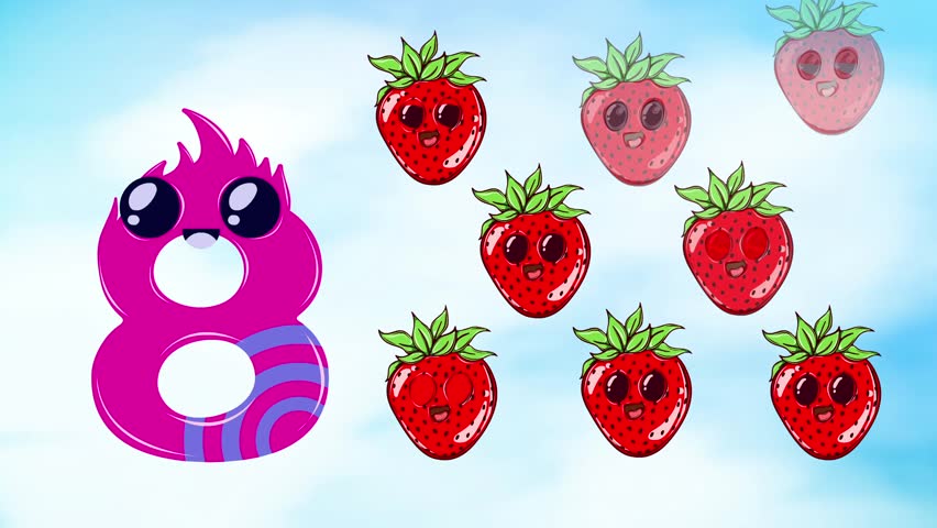 Cartoon Animated Number 8 and Stock Footage Video (100% Royalty-free
