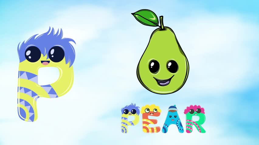cartoon animated alphabet p pear teach Stock Footage Video (100% ...