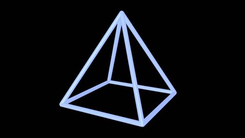 3D Animation - Blue pyramid edges rotating on black background