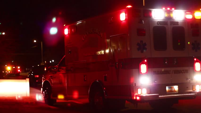 OREM, UTAH - CIRCA 2012: Ambulance answers emergency call at Night