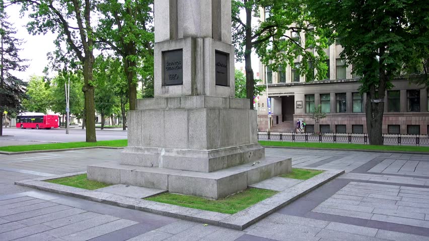 Freedom Monument in Kaunas, Lithuania by sculptor Juozas Zikaras was established in 1928 on occasion of 10th anniversary of reestablishment of independence of Lithuania.