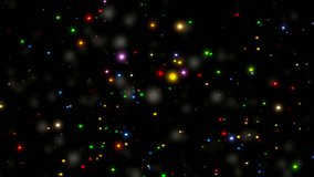 colorful glitter bokeh particle background - seamless video loop. 3D render