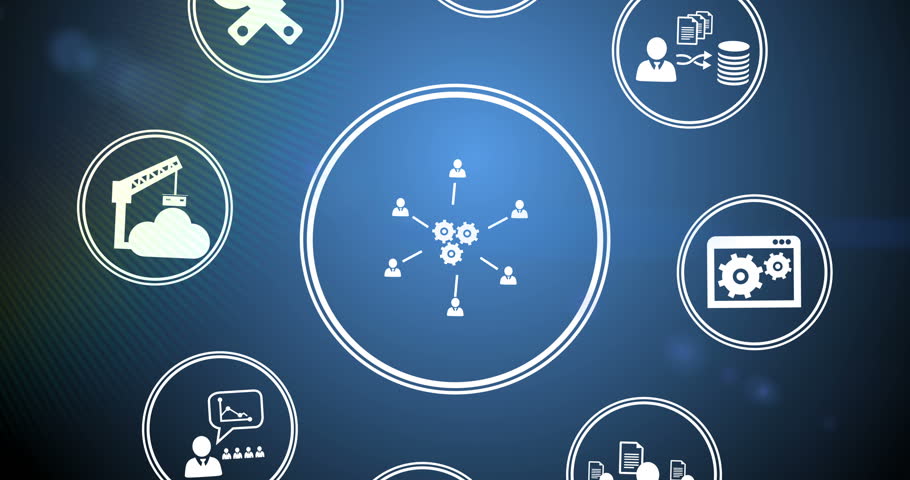 Illustration of web icon set against abstract technology background 