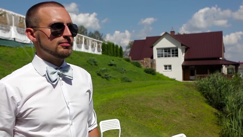 groom walking in nature