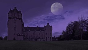 Spooky castle with moon at night timelapse - Powered by Shutterstock - Get 15% off with code: PIKWIZARD15
