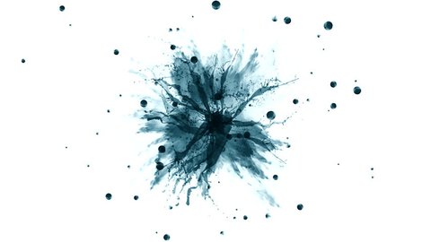Drop of dark blue ink on white background. 4K. 
Ink drop isolated on white background. 
Slow motion.
