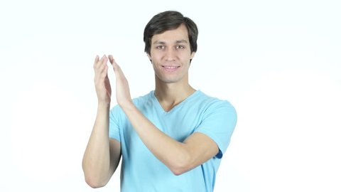 Man Clapping, Applauding, White Background