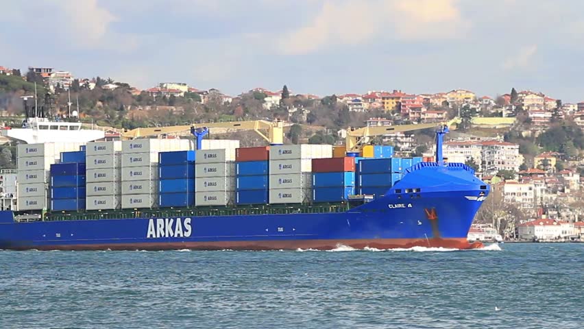 ISTANBUL - MARCH 04: Container Ship, CLAIRE (IMO: 9379387, Turkey) sails with