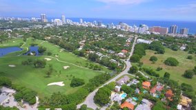 Aerial video golf course landscape