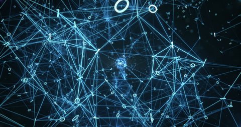 Flying Around Pulsating Digital Nodes Connections Stock Footage Video ...