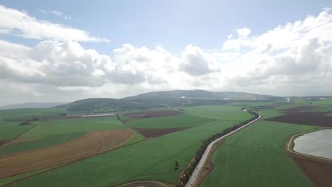 Israel aerial footage - Jezreel Valley - Agriculture fields

