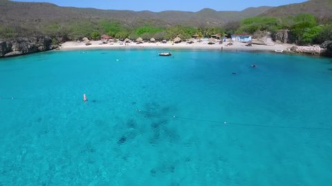 Aerial overview of Grote Knip beach, Curacao