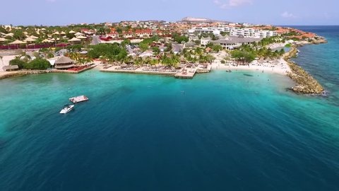 Aerial overview of beach at Zanzibar, Curacao